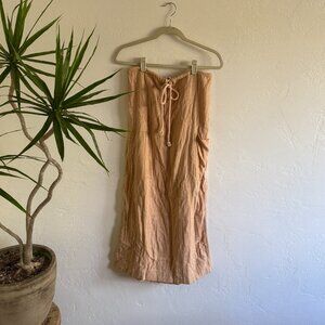 Free People Tan Cargo Beach Skirt with Cord Waist Tie